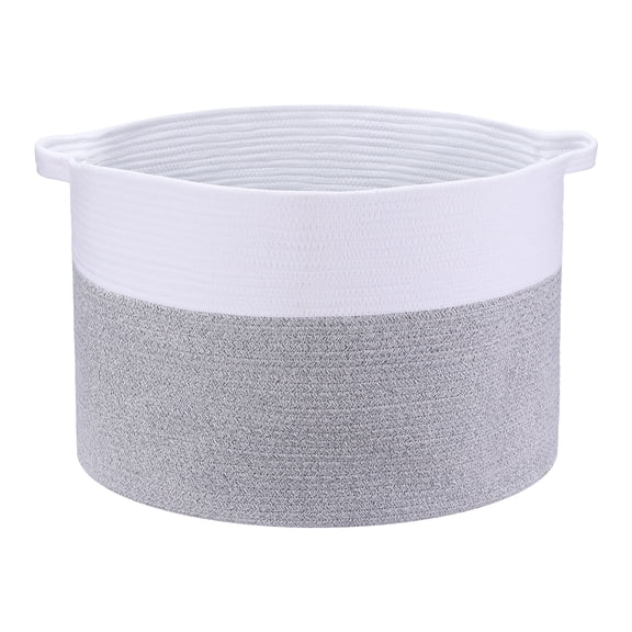 Unique Bargains Woven Storage Bin Shelf Storage Basket Organizer Bin with Handles Grey