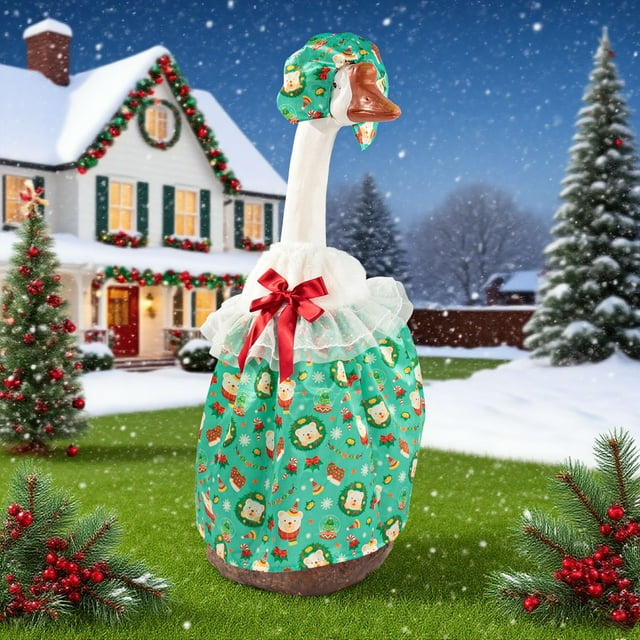 Gooses Porch Clothes Pet Costume Christmas Set Gooses Standing Outfits For Holiday Decor