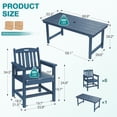 thumbnail image 5 of Erinnyees 7-Piece HDPE Outdoor Dining Set, 66.9" Marble Texture Patio Table with Umbrella Hole, and 6 All-Weather Chairs for Yard Deck Porch, Navy Blue, 5 of 9