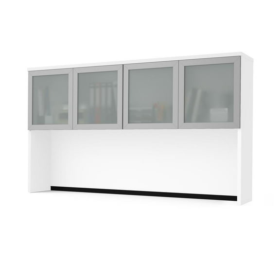 Bestar Pro-Concept Plus 72" Hutch with Frosted Glass Doors in White
