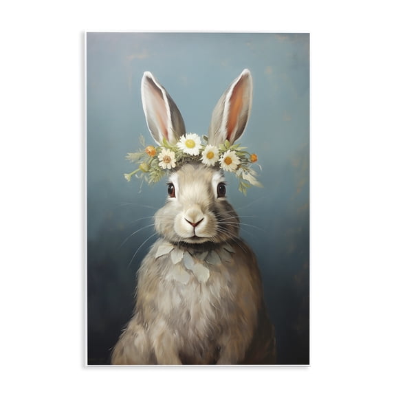 Stupell Industries Shabby Chic Daisy Crowned Bunny Portrait Wall Plaque Art, 10 x 15, by Heidi Kuntz