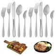 thumbnail image 4 of 20 Pcs Silverware Set for 4 Stainless Steel Flatware Set Hammered Utensil Set Mirror Polished Cutlery Set Forks Knives and Spoons Set, 4 of 14