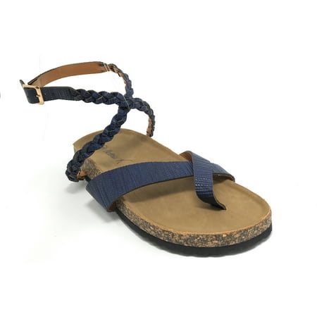 

Victoria K Women s Braided Ankle Strap Cork Sandals