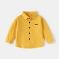 thumbnail image 2 of REDARER Boys Long Sleeve Shirt Casual Solid Color Embroidered Dress Shirt Toddler Kids Top Comfortable Fall Clothing,Color:Yellow,Size:8-9 Years, 2 of 4