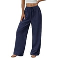 thumbnail image 6 of Nhthy Women's Summer Casual Straight Leg Long Pants, Solid Loose Fit Breathable Full Length Trousers for Everyday Outfits Navy M, 6 of 9