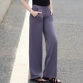 thumbnail image 5 of Pants for Girls Pants High Waist Wide Leg Long Pants Pocket Straight Leg High Elastic Sports Yoga Trousers For Active Girls(Size:11-12 years), 5 of 5