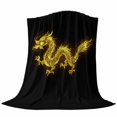 thumbnail image 6 of Dragon Flames Blanket Soft Cozy Warm Twin Blanket for Bed, Plush Fuzzy Flannel Fleece Blankets for Sofa, Yellow Dragons Abstract Modern Art Throw Blankets for Couch, Gifts for Men, 60"x80", 6 of 9