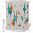 thumbnail image 2 of Teal Orange Boho Waterproof Fabric Shower Curtain,Middle Century Geometric Abstract Waterproof Fabric Shower Curtain for Bathroom Curtains Bathtubs Hotel Shower Curtains with 12 Hooks Small 36x78in, 2 of 8