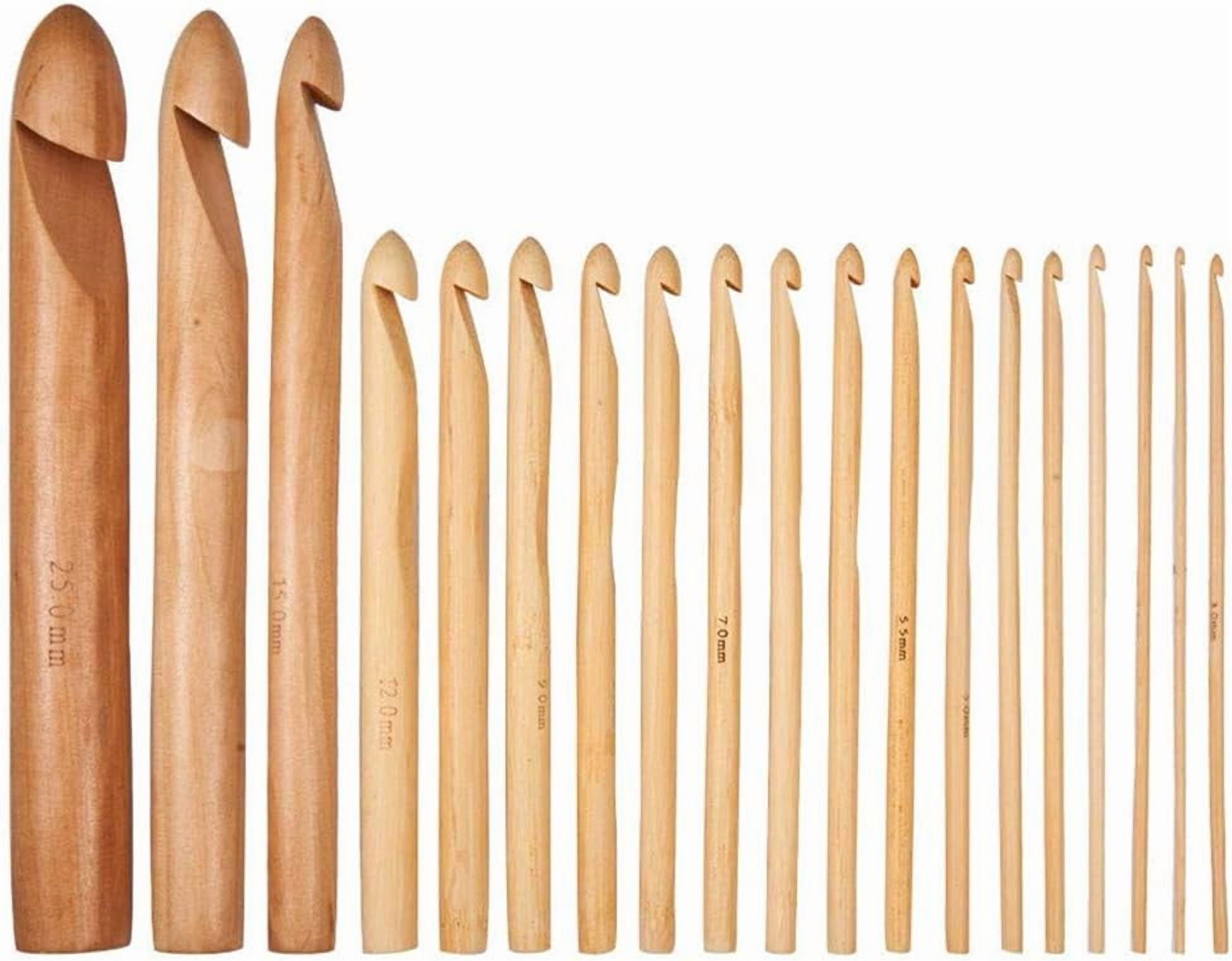 57PCS Crochet Tools - 19PCS Bamboo Crochet Hooks Set with 38pcs Knitting Accessories Ideal