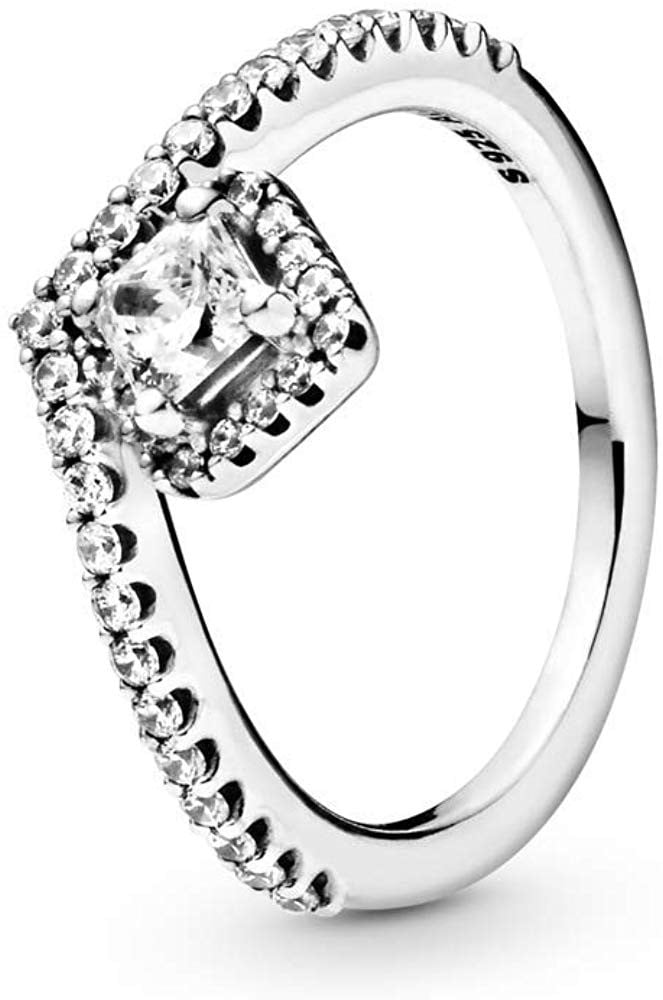 PANDORA - PANDORA Square Sparkle Wishbone Ring Size 7 - Walmart.com ...