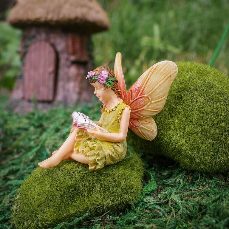 Fairy Reading Book Garden Statue Fasci Garden