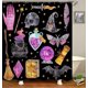 thumbnail image 3 of Juego de 4 cortinas de ducha con diseño de gato negro y bruja, tarot, serpiente, fase lunar, celestial, mística, gótica, decoración de baño, cortina de ducha de tela impermeable, alfombrilla de baño, 3 of 7
