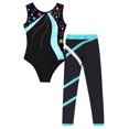 thumbnail image 3 of TTAO Kids Girls Gymnastics Yoga Dance Outfits Sleeveless Ballet Leotard with Athletic Pants Green 8, 3 of 7
