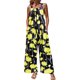 thumbnail image 2 of Gibobby Mono Corto Informal Mono de verano para mujer Pantalones casuales estampados Mono estampado Pantalones de pierna ancha Mono de playa de vacaciones(Negro， L), 2 of 3