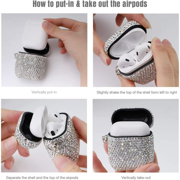 Luxurious Rhinestone Glitter AirPods Protective Diamonds AirPod Charging Protective Cover for Apple I10/I12 TWS (Silver with Keyring) - Walmart.com