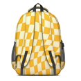 thumbnail image 3 of Orange and Cream Wavy Checkered Backpack for School, Cute School Bag with Adjustable Shoulder Straps and Padded Back, 16.9"x12.6"x5.9", 3 of 5