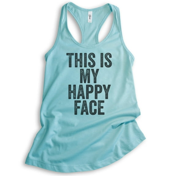 This Is My Happy Face Tank Top, Ladies Racerback Tank Top, Mean Face Tank, Cancun, Medium