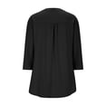 thumbnail image 4 of Sheghy Workout Tops for Women Oversized Minimal Solid V Neck Button 3/4 Sleeve Loose Pullover Tee Black XL, 4 of 8