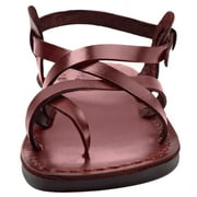 Holy Land Market Men/Women Biblical Jesus Leather Sandals/Slides From Jerusalem (Jesus Style IV) (41 M EU)