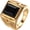 Black Gem, variant on Men's Stainless Steel Wide Birthstone Gemtone Gold Rings with Rabbit Pattern