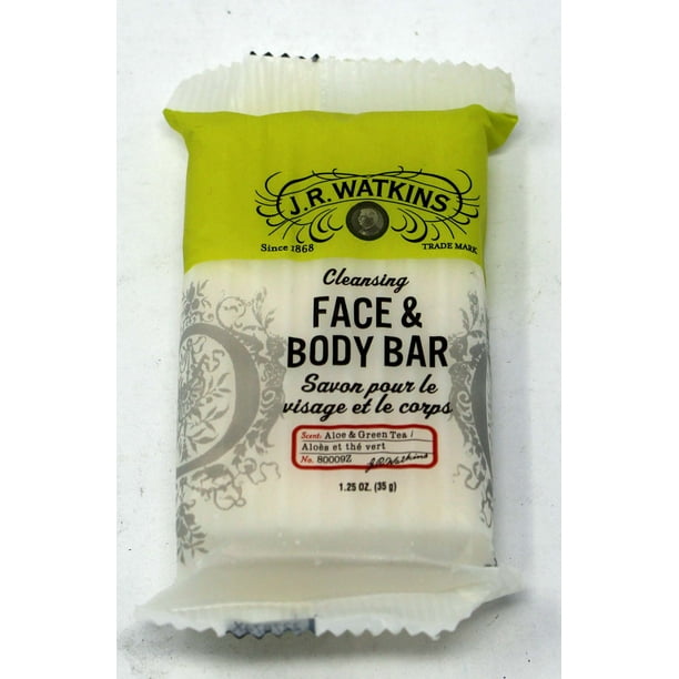 J.R. Watkins Face & Body Bar Aloe & Green Tea Soap 1.25 Ounce (Set of 22)