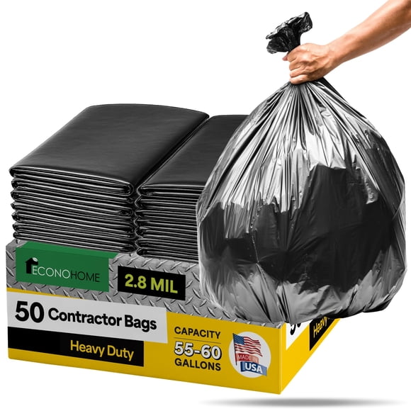 Bolsas de basura EconoHome para contratistas de alta resistencia 96 x 135 cm, paquete de 50
