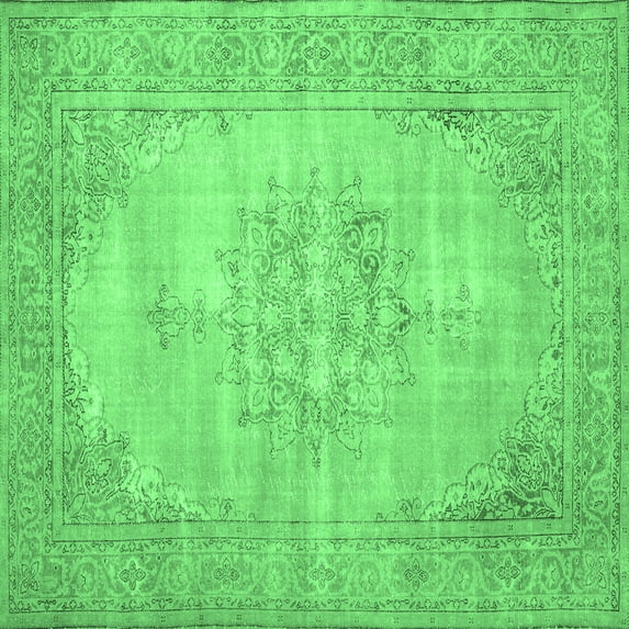 Ahgly Company Indoor Square Persian Emerald Green Traditional Area Rugs, 5' Square