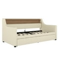 thumbnail image 7 of YIYADO Twin Upholstered Daybed with Trundle, Modern Bed with Charging Station, LED Lights & Storage Headboard, Beige, 7 of 7