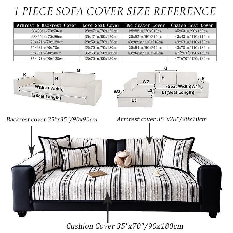 LKJYER Luxury Sectional Couch Cushion Cover for Furniture Protect,Washable Sofa Cover for Sofa,Striped Chenille Non-Slip Sofa Slipcover,Couch Protector for Dog