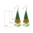 thumbnail image 3 of Mardi Gras Glitter Leather Earrings 3 Layer Feather St. Patrick's Day Earrings, 3 of 9