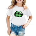 thumbnail image 3 of Gibobby Blusas Termicas Dama Camisetas con estampado de labios para niños y niñas, ropa para Festival , verano, manga corta （Verde， 9-10 Años), 3 of 4
