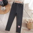 thumbnail image 4 of Trupants Kids Girls' Dark Gray Fleece Lined Leggings - High Waisted Stretchy, Pink Butterfly Graphic, Warm Winter Leggings for Girls 8-16, 1PC,Size 9-10T, 4 of 5