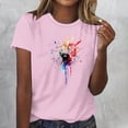 thumbnail image 2 of Sexlip Women's Abstract Print Short Sleeve T Shirt Versatile Design Soft Fabric Daily Casual Wear Pink XL, 2 of 4