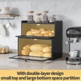 thumbnail image 4 of Double Layer Bamboo Bread Box for Kitchen Counter,Bread Holder,Countertop Bread Storage with Window (Black), 4 of 7