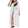 thumbnail image 2 of TMOYZQ Women's Swimwear Plus Size Kimono Cover Ups Long Sexy Open Front Bikini Swimsuit Cardigan Flowy Half Sleeve Beachwear, 2 of 6