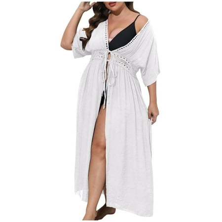 Zpanxa Bathing Suit Cover up for Women Bathing Suit Bikini Swimsuit Coverup Beach Tassels Loose Hollow Out Cover Up Coat Cardigan White One Size