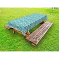 thumbnail image 1 of Turquoise Outdoor Tablecloth, Minimalist Design Geometrical Squared Rounds Retro Inspired Image, Decorative Washable Fabric Picnic Tablecloth, 58 X 104 Inches, Petrol Blue and White, by Ambesonne, 1 of 2