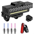 thumbnail image 1 of Juego de Luces Delanteras, Traseras y de Gas para Bicicleta, 9 LED, Recargables, con Bocina, Linterna y Accesorios para Bicicleta., 1 of 5
