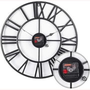 Large Metal Wall Clock 24 Cutout Decorative wall clocks Analog Clocks for Living Room Steampunk Black
