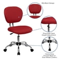 thumbnail image 4 of Pemberly Row Mid-Back Fabric Mesh Office Swivel Chair in Red, 4 of 7