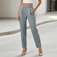 thumbnail image 2 of SETOOFF Women High Waist Pleated Ankle Length Dress Pants Straight Leg Cropped Work Trousers with Side Pockets Business Office Interview Casual Daily Travel Outfit Bottoms, 2 of 9