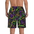 thumbnail image 3 of Kdxio Neon Mardi Gras Pattern Mens Casual Shorts - Drawstring Summer Beach Sports Shorts for Men, 3 of 9