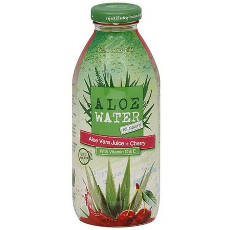 Aloe Water Aloe Vera Juice + Cherry Detox Drink, 16 oz (Pack of 6)