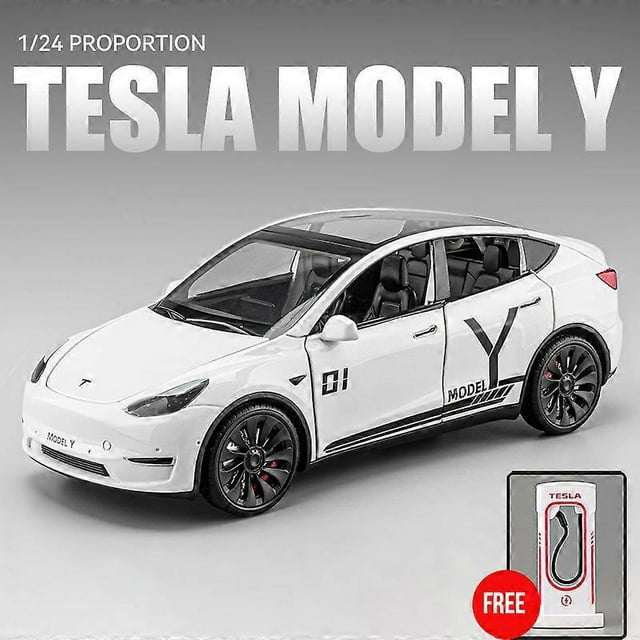 1:24 New Energy Tesla Model Y Mini Alloy Car Model Diecasts Vehicles Simulation Cars Toy Decoration Kid Christmas Gifts Boy Toy