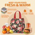 thumbnail image 5 of Pioneer Flower Floral Print Pattern Insulated Lunch Bag for Women & Adults,Large Portable Soft Cooler Lunch Bag,Thermal Food Storage Tote with Pearl Cotton,8.66L,8.75x5.75x9.5 Inch, 5 of 6