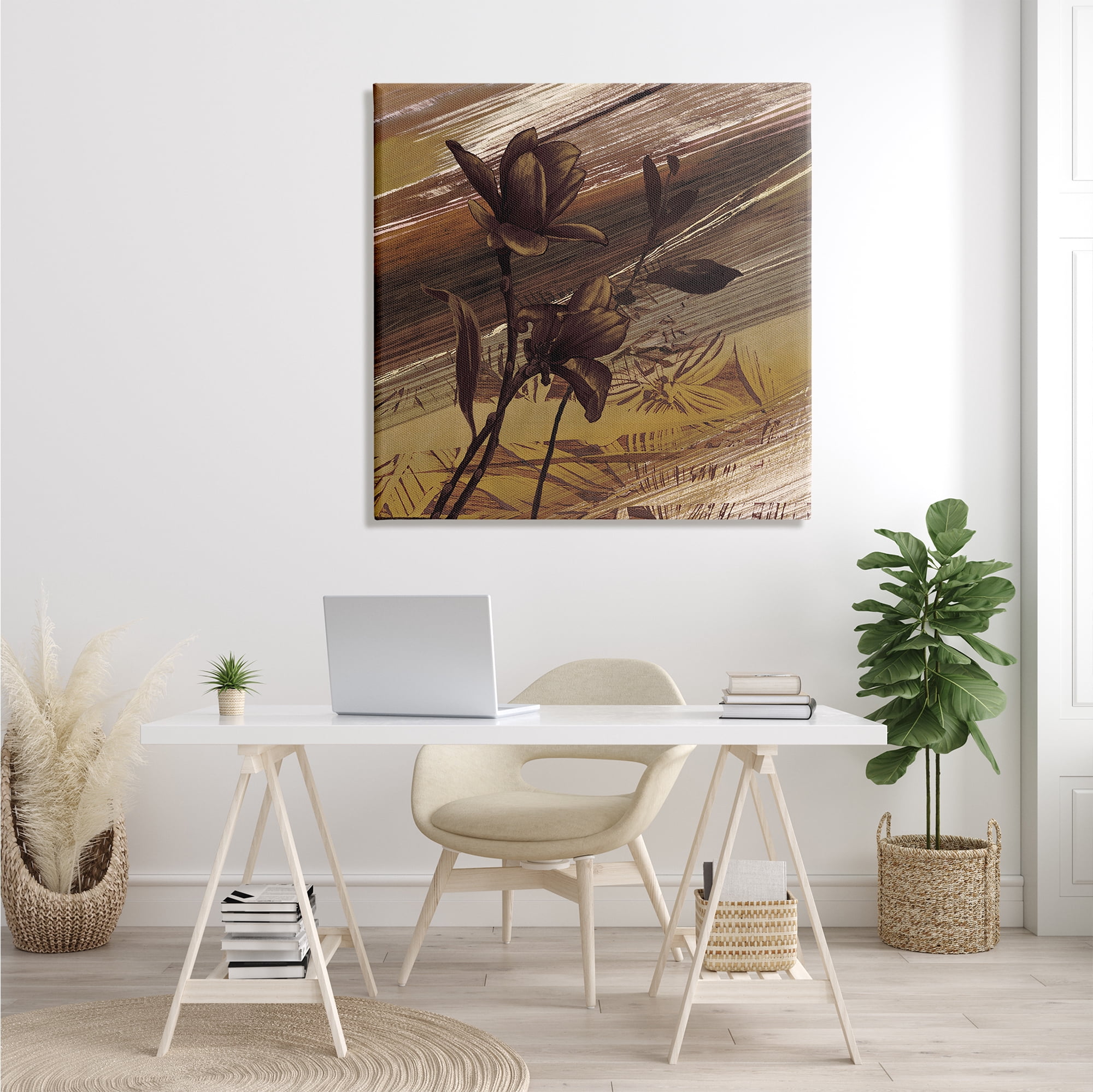 Stupell Industries Mellow Brown Flowers Abstract Tan Muddy Earth Tones, 36 x 36, Designed by Anne Brochard