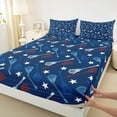 thumbnail image 3 of Manfei Lacrosse Boy Twin Sheet Sets 3pcs, Sports Gaming Twin Fitted Sheet, Navy Blue White Red Flat Sheet, Microfiber Bedroom Decor, 3 of 7
