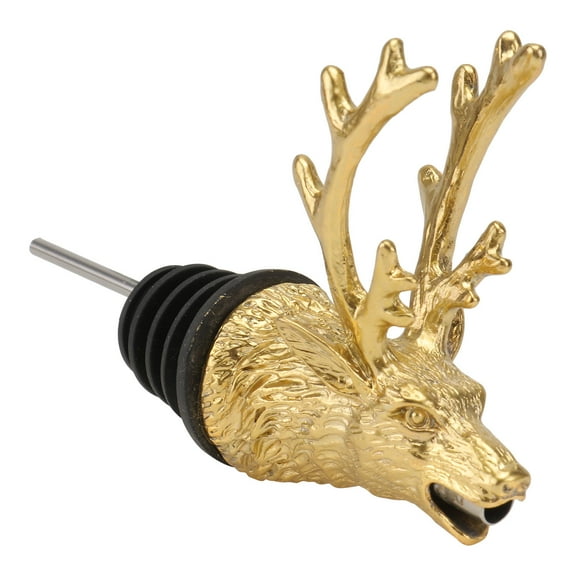 OUNONA Golden Zinc Alloy Wine Pourer with Creative Animal Head Design for Home Use Fits Most Bottles