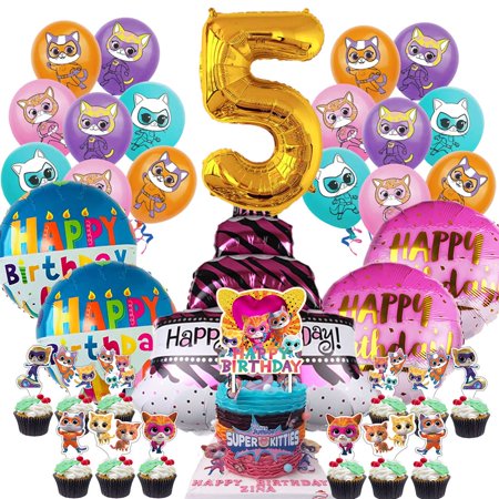 Superkitties Super Kitties Party Supplies SuperKitties 5th Decor Kit Balloons Birthday Cake Topper Decorations