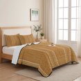 thumbnail image 5 of 3 Pieces King Quilt Set,Orange and White Striped Soft Bedding Sets with 1 Quilt & 2 Pillow Shams,Modern Minimalist Lines Summer Bedspread Lightweight Coverlet Comforter for All Season, 5 of 9